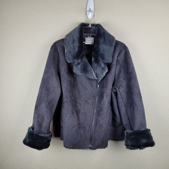 Anthropologie Jackets & Blazers - Anthropologie Womens Faux Suede Fur Lined Moto Jacket Size 10 Seen Worn Kept